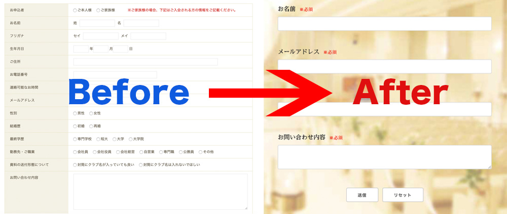 フォームのビフォーアフター