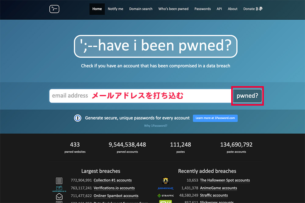 メールアドレスを打ち込む